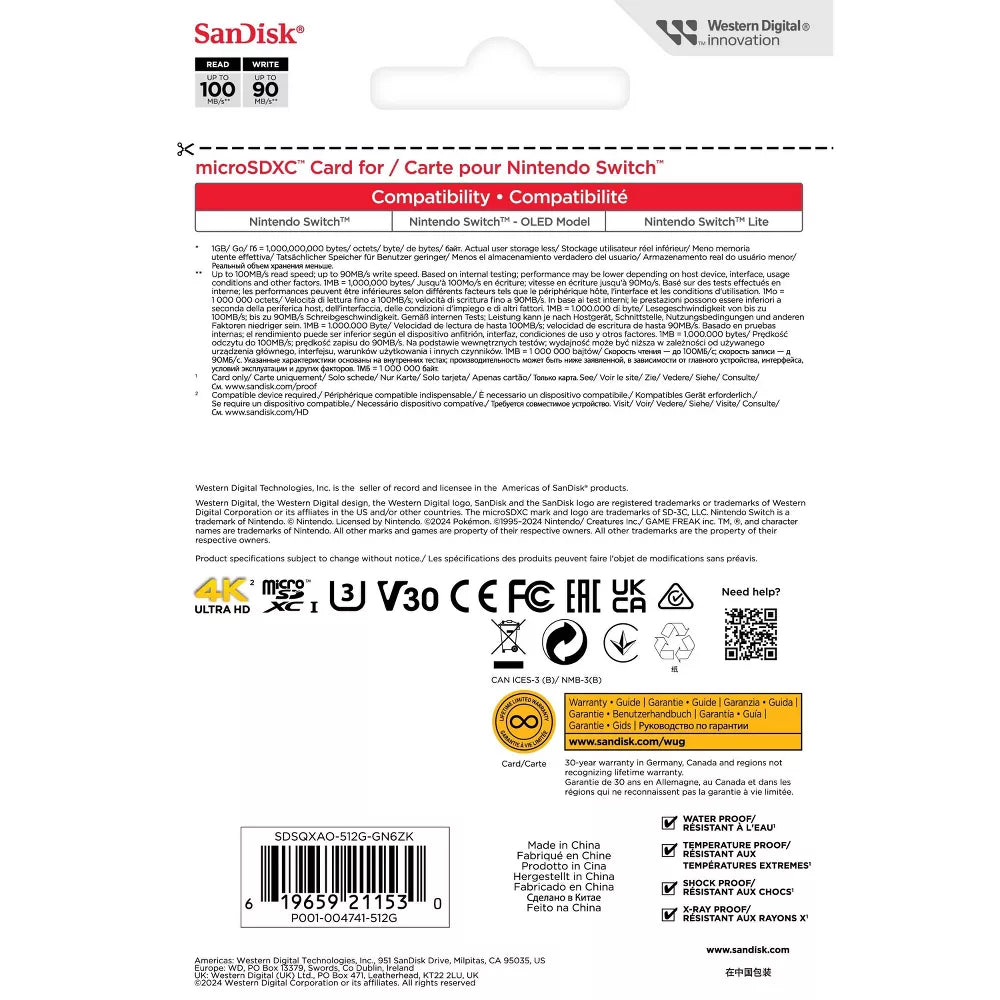 SanDisk Nintendo Switch Pokemon MicroSD Memory Card