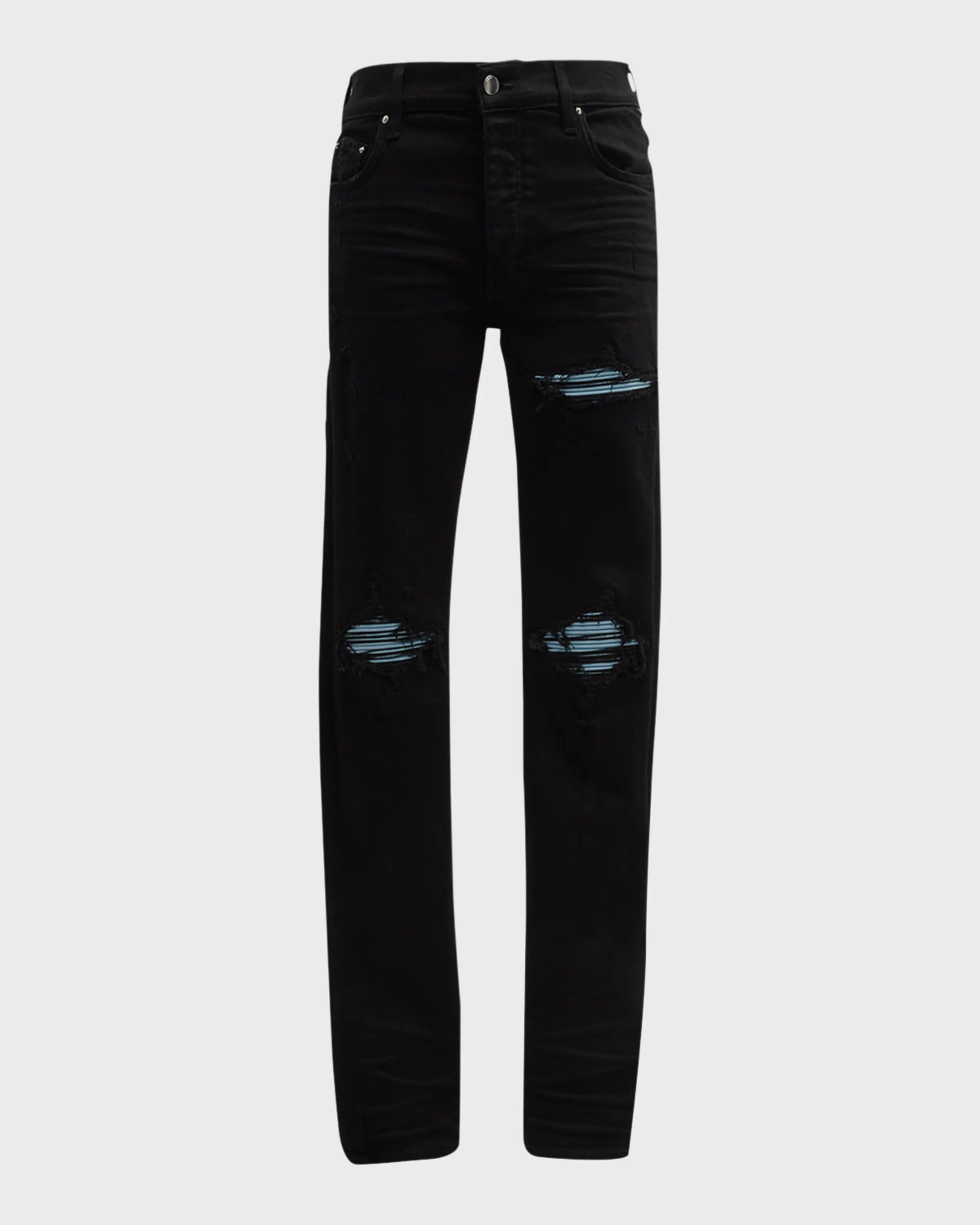 Amiri Men's MX1 Suede-Patch Skinny Jeans